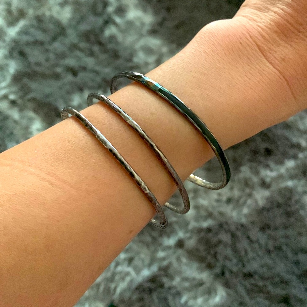 3 metallic bangles